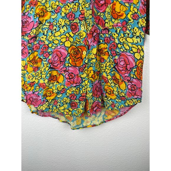 Vtg Bonjour Womens Top Sz S Button Up Floral Maximalist Colorful Wacky Artsy - Picture 8 of 9
